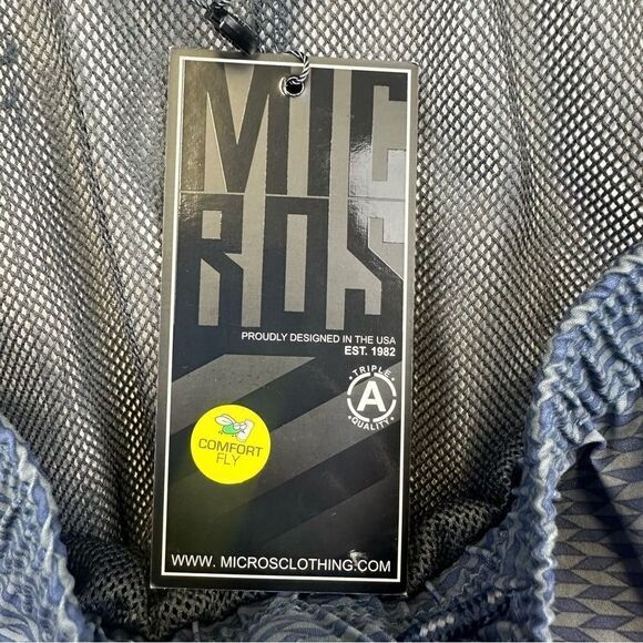 Micros‎ Swim Trunks Mens XL Blue Red Geometric Mesh Lined Beach Summer Surf NEW - Picture 15 of 16